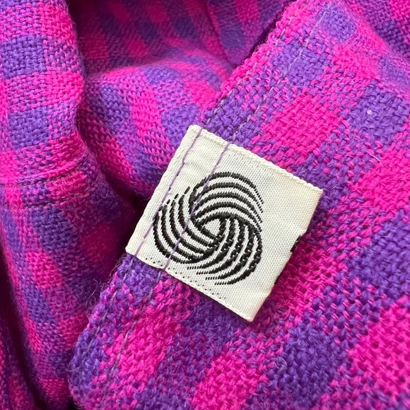 Vintage 100% Wool Plaid Check Midi Shirt Dress Long Sleeve Barbiecore Saturated - Picture 4 of 6